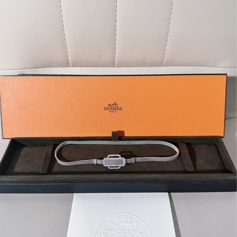 Hermes愛馬仕 Attelage高定珠寶，白金滿鑽手鍊/頸鏈/chocker ，SH 碼