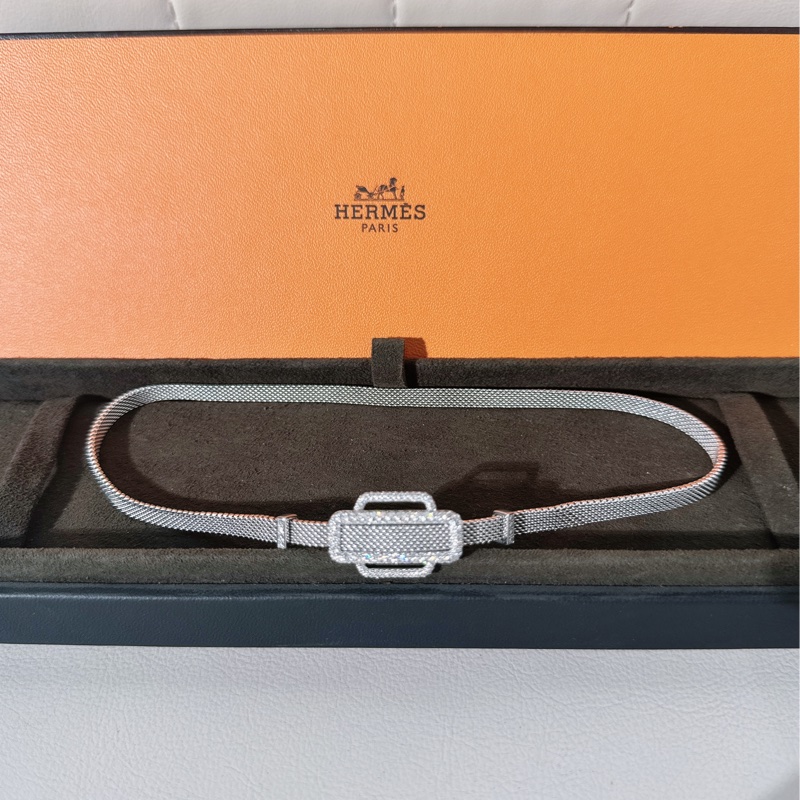 Hermes愛馬仕 Attelage高定珠寶，白金滿鑽手鍊/頸鏈/chocker ，SH 碼-2