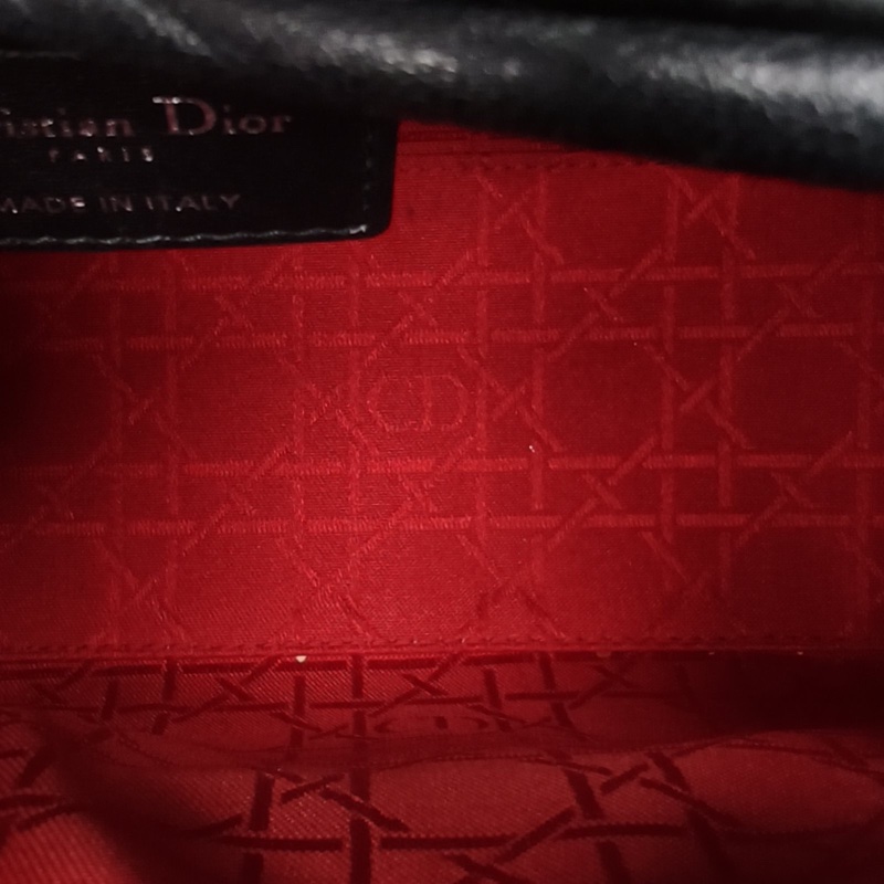 DIOR LadyDior戴妃包五格黑色羊皮銀扣2014-5