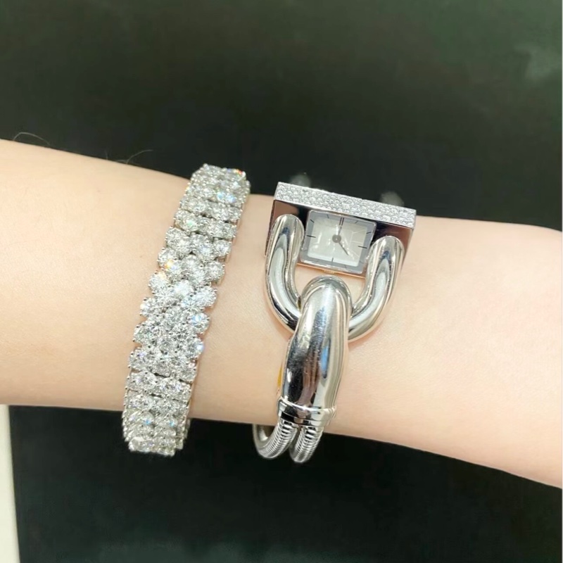 VCA 梵克雅寶 Cadenas系列 白金鑲鑽石英腕表-6