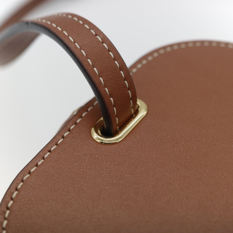 Celine 思琳 Cuir Triomphe 經典焦糖色 棕色 平滑小牛皮 浮雕凱旋門標誌 小號方型硬箱包-9
