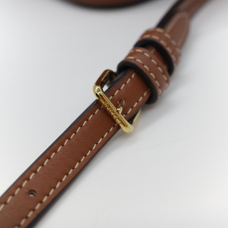 Celine 思琳 Cuir Triomphe 經典焦糖色 棕色 平滑小牛皮 浮雕凱旋門標誌 小號方型硬箱包-13
