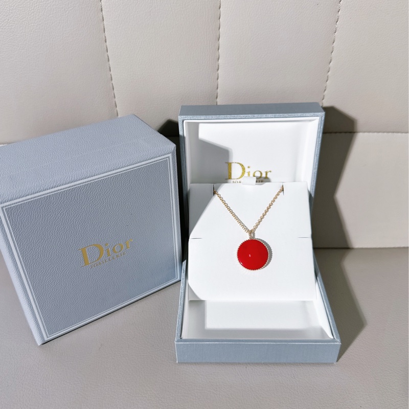 Dior迪奧 紅色八芒星鑽18K金 羅盤玫瑰大號項鍊 /毛衣鏈-1