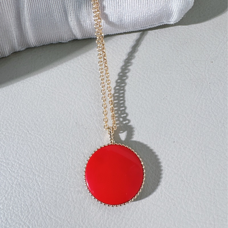 Dior迪奧 紅色八芒星鑽18K金 羅盤玫瑰大號項鍊 /毛衣鏈-5