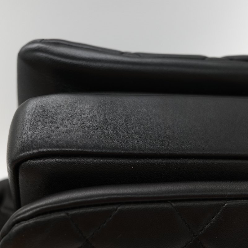 Chanel 香奈兒 Trendy CC 手把經典黑色 菱格紋絎縫 小羊皮 翻蓋式兩用包 肩背包 斜背包手提包-9