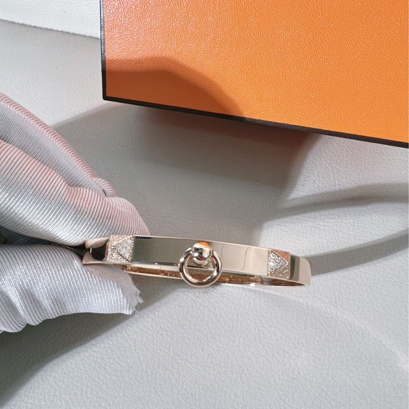 Hermes愛馬仕 Chien Collier de Chien 18K玫瑰金鑲鑽 CDC手鐲 ，SH 小號-5