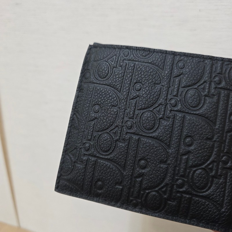 [品況超新甜價出🥰現省一萬] Dior黑牛皮壓紋銀釦對開短夾-5