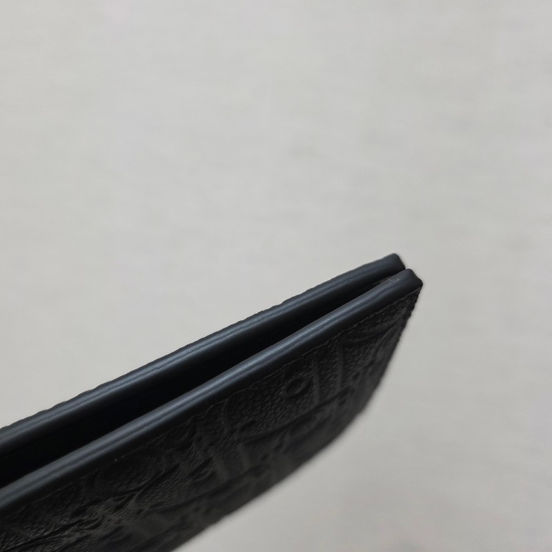 [品況超新甜價出🥰現省一萬] Dior黑牛皮壓紋銀釦對開短夾-7