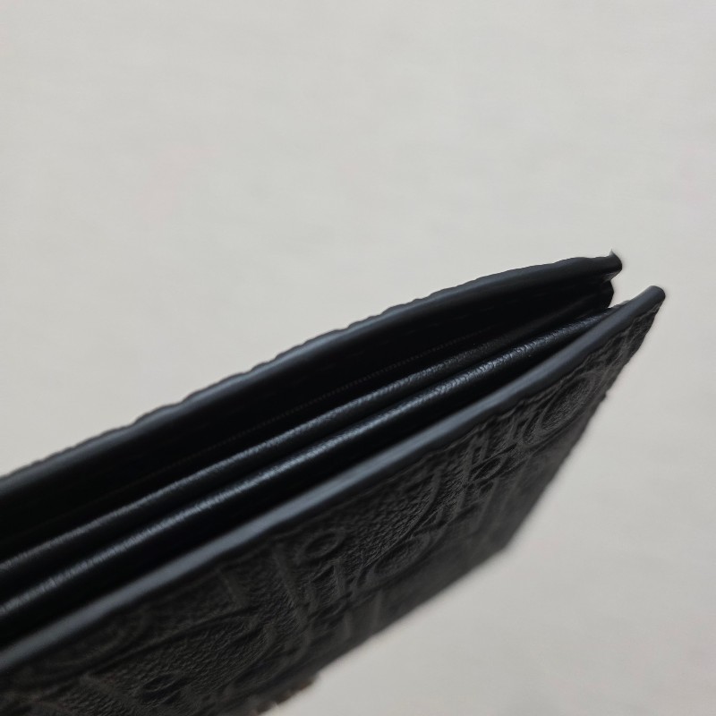[品況超新甜價出🥰現省一萬] Dior黑牛皮壓紋銀釦對開短夾-11