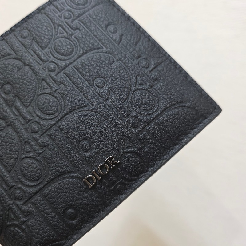 [品況超新甜價出🥰現省一萬] Dior黑牛皮壓紋銀釦對開短夾-12