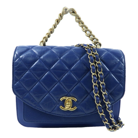 CHANEL 牛皮皮革2 Way Shoulder Bag金扣鏈帶手挽肩背兩用袋