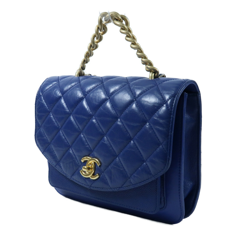 CHANEL 牛皮皮革2 Way Shoulder Bag金扣鏈帶手挽肩背兩用袋-2