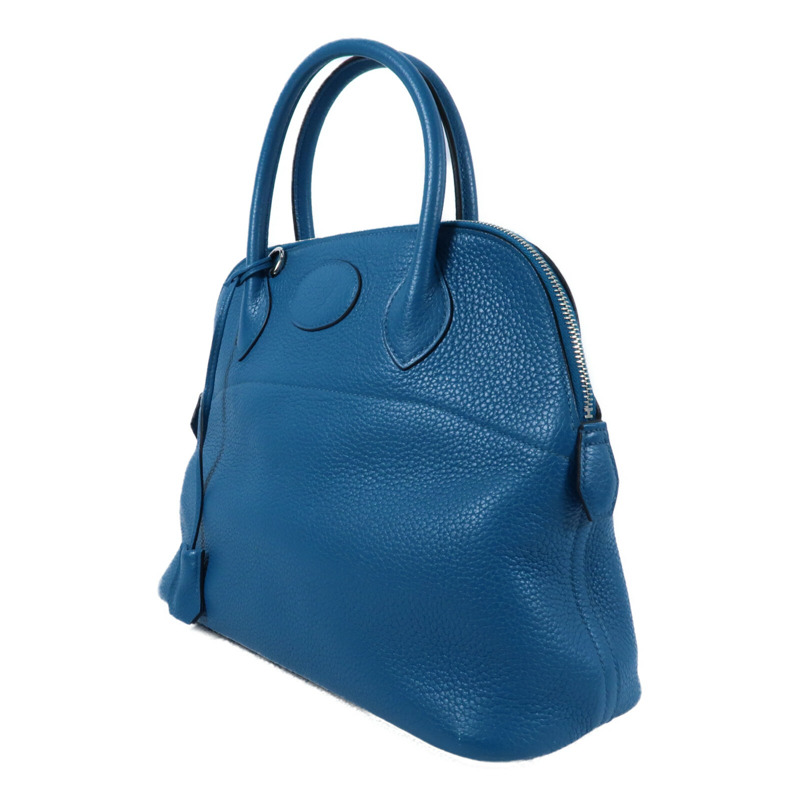 HERMES 【Hermes Fair】Clemence皮革Bolide 31銀扣手挽袋Bleu Izmir-2