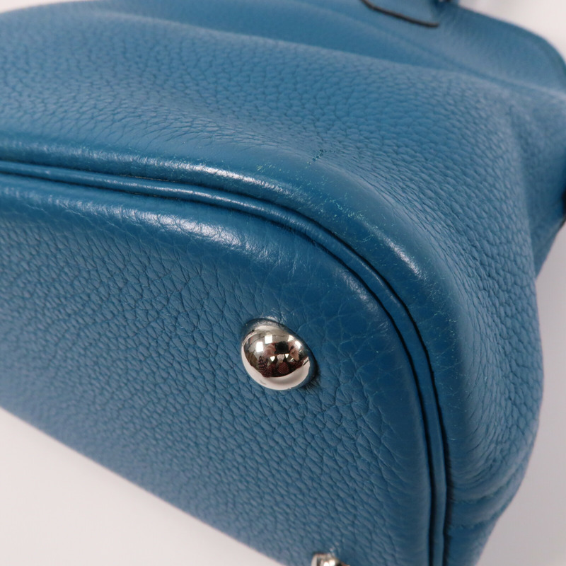 HERMES 【Hermes Fair】Clemence皮革Bolide 31銀扣手挽袋Bleu Izmir-5