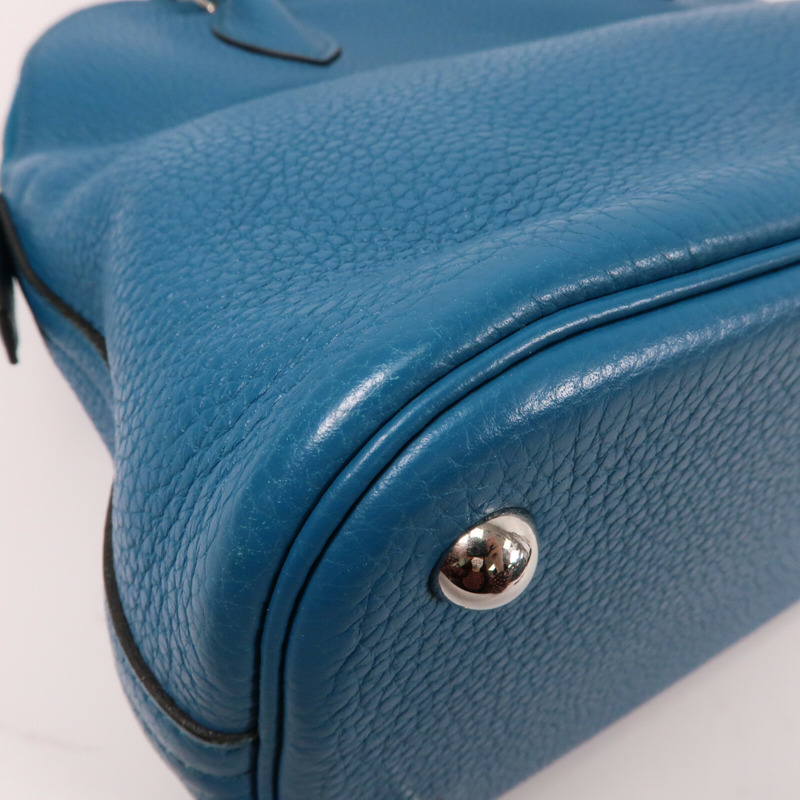 HERMES 【Hermes Fair】Clemence皮革Bolide 31銀扣手挽袋Bleu Izmir-6