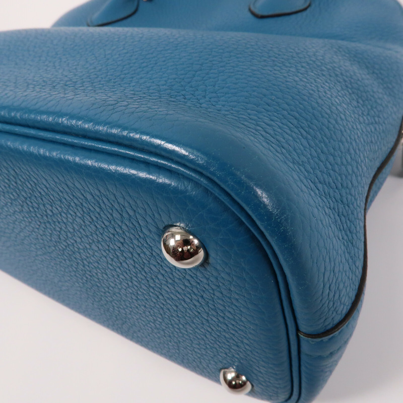 HERMES 【Hermes Fair】Clemence皮革Bolide 31銀扣手挽袋Bleu Izmir-7
