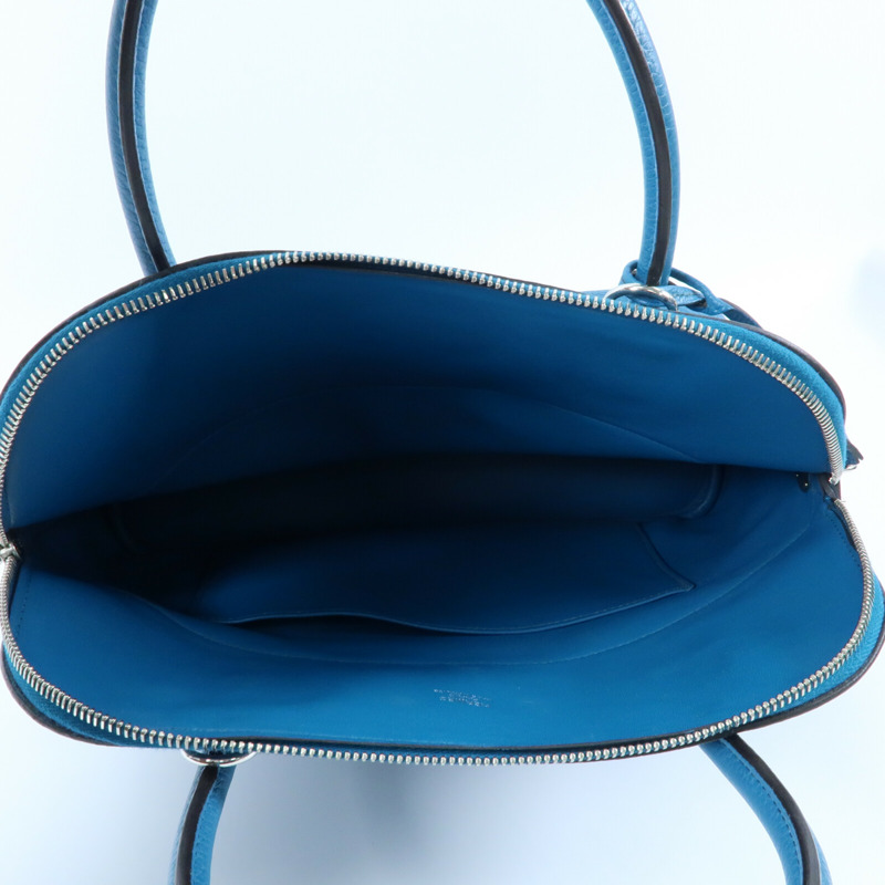 HERMES 【Hermes Fair】Clemence皮革Bolide 31銀扣手挽袋Bleu Izmir-10