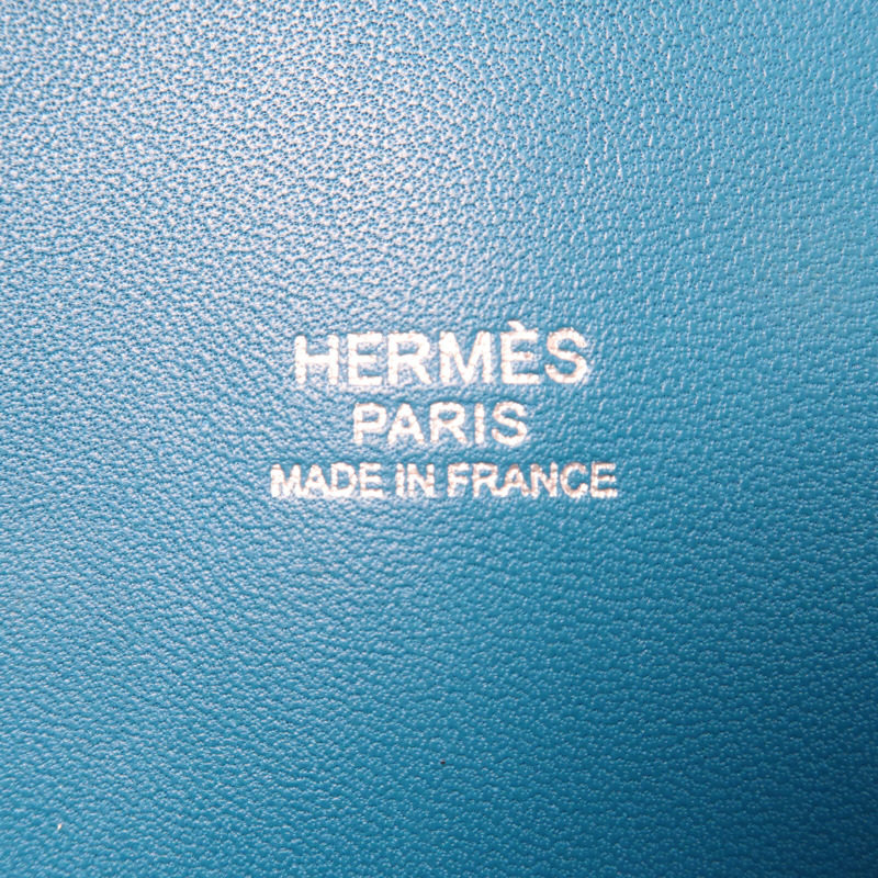 HERMES 【Hermes Fair】Clemence皮革Bolide 31銀扣手挽袋Bleu Izmir-11