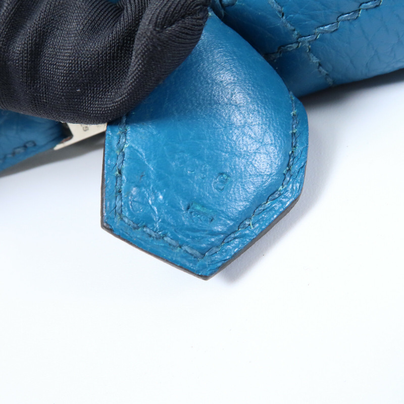 HERMES 【Hermes Fair】Clemence皮革Bolide 31銀扣手挽袋Bleu Izmir-12