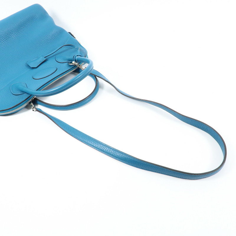 HERMES 【Hermes Fair】Clemence皮革Bolide 31銀扣手挽袋Bleu Izmir-14