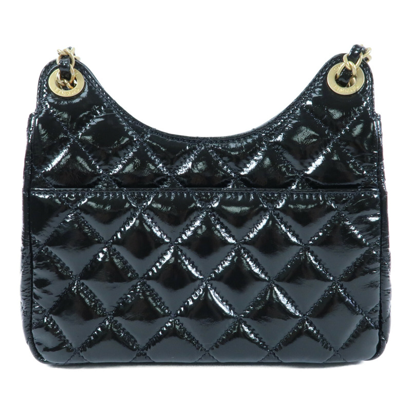 CHANEL 漆皮皮革Wavy CC Hobo金扣鏈帶肩背袋-1