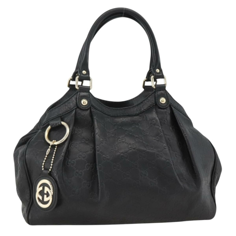 【日本直送】GUCCI GG帆布 Guccissima Sukey 手提包 皮革 黑色 金色 211944 正品 am11144A-0