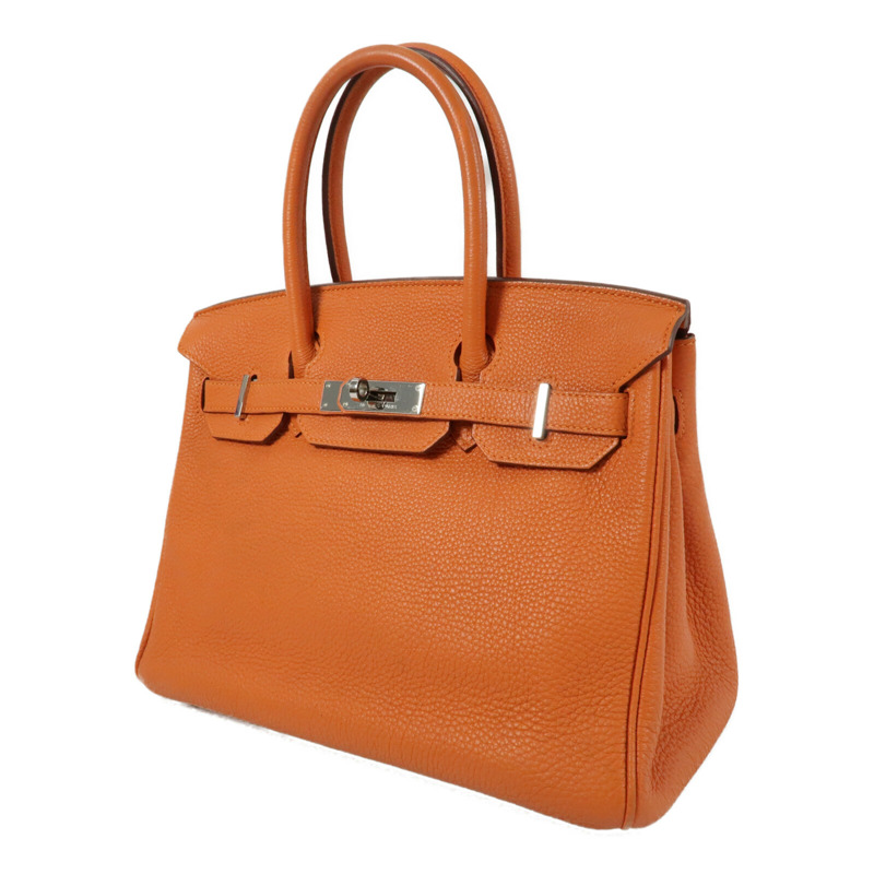 HERMES 【Hermes Fair】Togo皮革Birkin 30銀扣手挽袋Orange-2