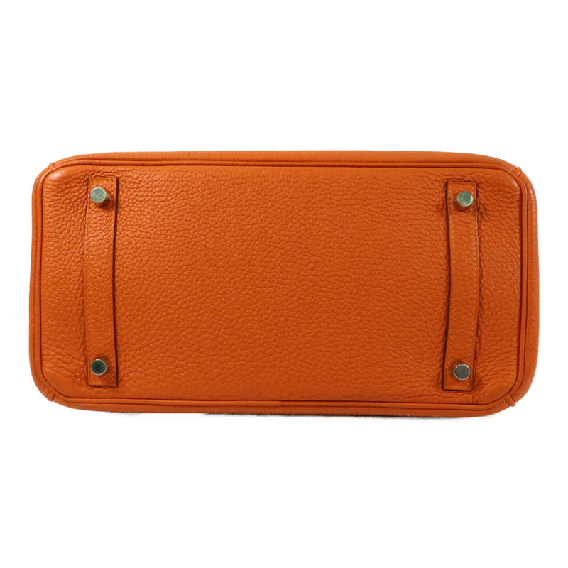 HERMES 【Hermes Fair】Togo皮革Birkin 30銀扣手挽袋Orange-3