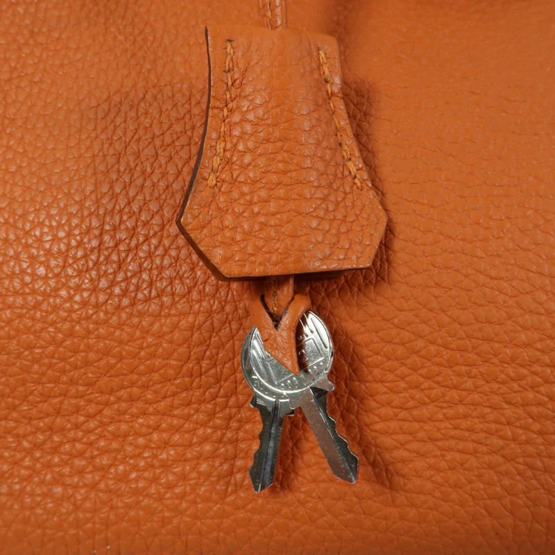HERMES 【Hermes Fair】Togo皮革Birkin 30銀扣手挽袋Orange-6