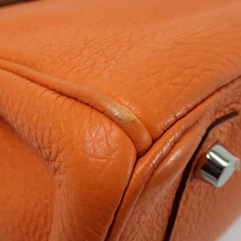 HERMES 【Hermes Fair】Togo皮革Birkin 30銀扣手挽袋Orange-8