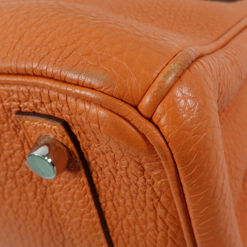 HERMES 【Hermes Fair】Togo皮革Birkin 30銀扣手挽袋Orange-9