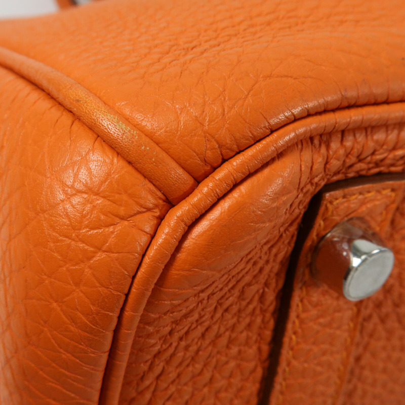 HERMES 【Hermes Fair】Togo皮革Birkin 30銀扣手挽袋Orange-10