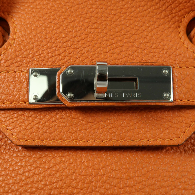 HERMES 【Hermes Fair】Togo皮革Birkin 30銀扣手挽袋Orange-13