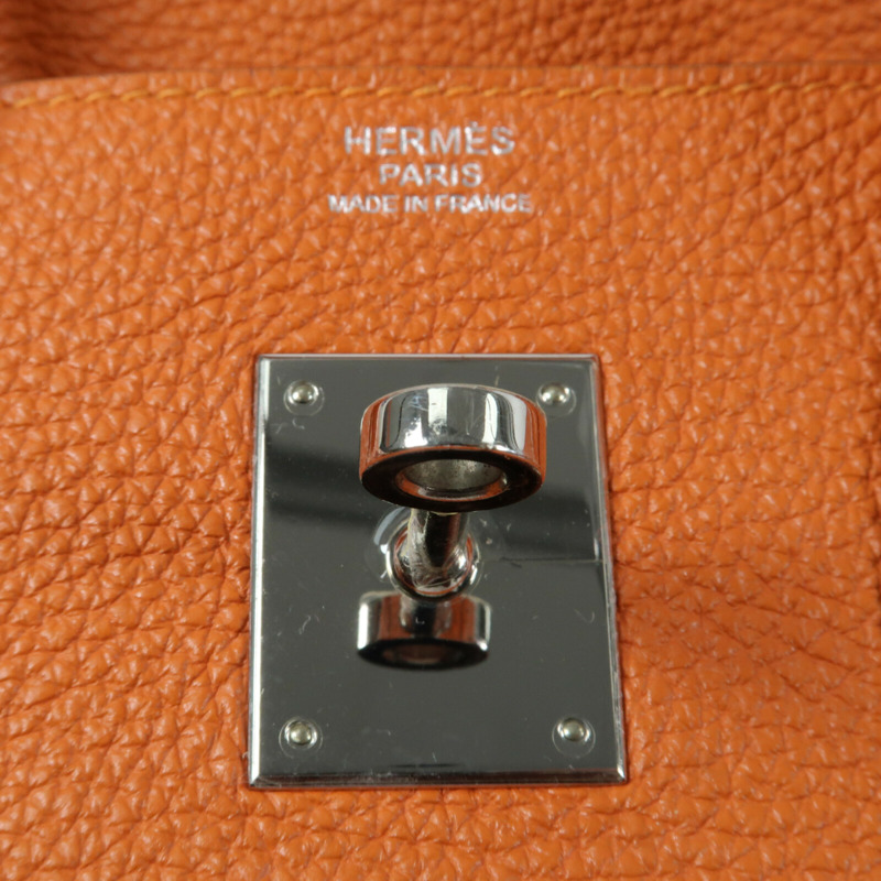 HERMES 【Hermes Fair】Togo皮革Birkin 30銀扣手挽袋Orange-15