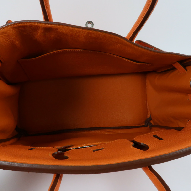 HERMES 【Hermes Fair】Togo皮革Birkin 30銀扣手挽袋Orange-16