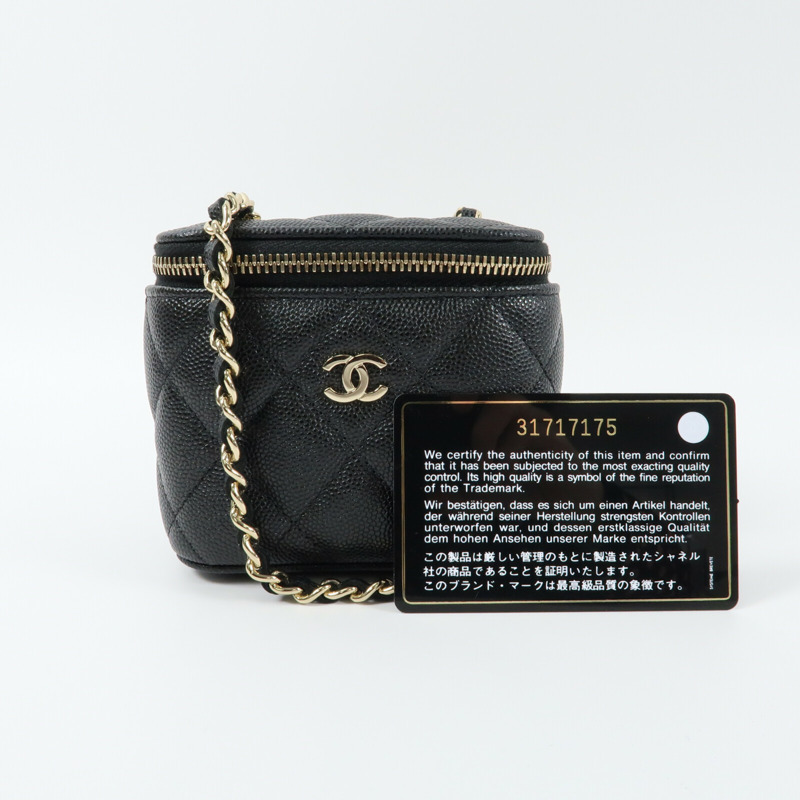 CHANEL 牛皮皮革Small Vanity Case金扣鏈帶肩背袋-5