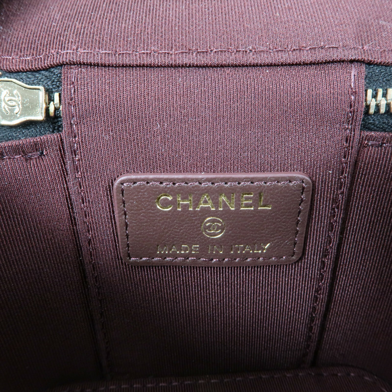 CHANEL 牛皮皮革Small Vanity Case金扣鏈帶肩背袋-14