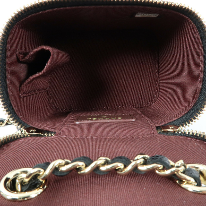 CHANEL 牛皮皮革Small Vanity Case金扣鏈帶肩背袋-16