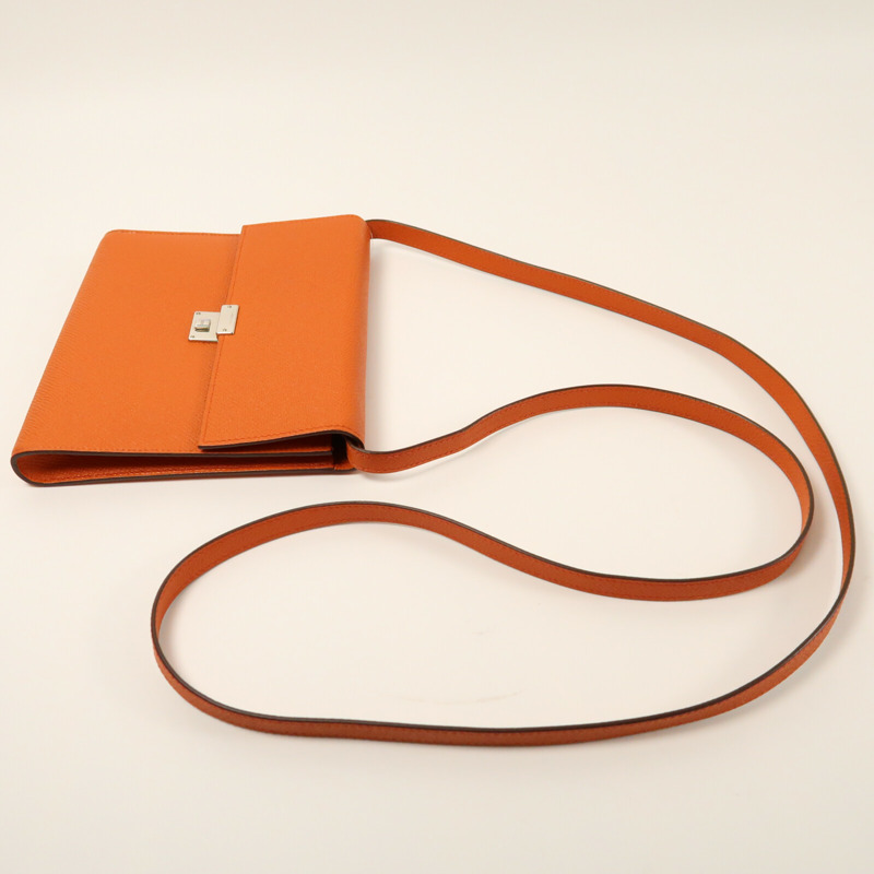 HERMES 【Hermes Fair】Epsom皮革Clic 16銀扣肩背袋Cuivre-12