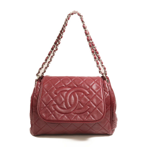 CHANEL 牛皮皮革Chain Shoulder銀扣鏈帶肩背袋