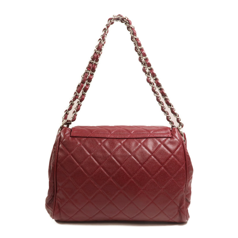 CHANEL 牛皮皮革Chain Shoulder銀扣鏈帶肩背袋-1