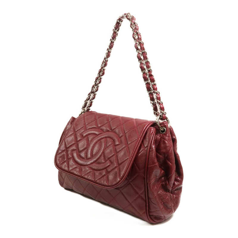 CHANEL 牛皮皮革Chain Shoulder銀扣鏈帶肩背袋-2