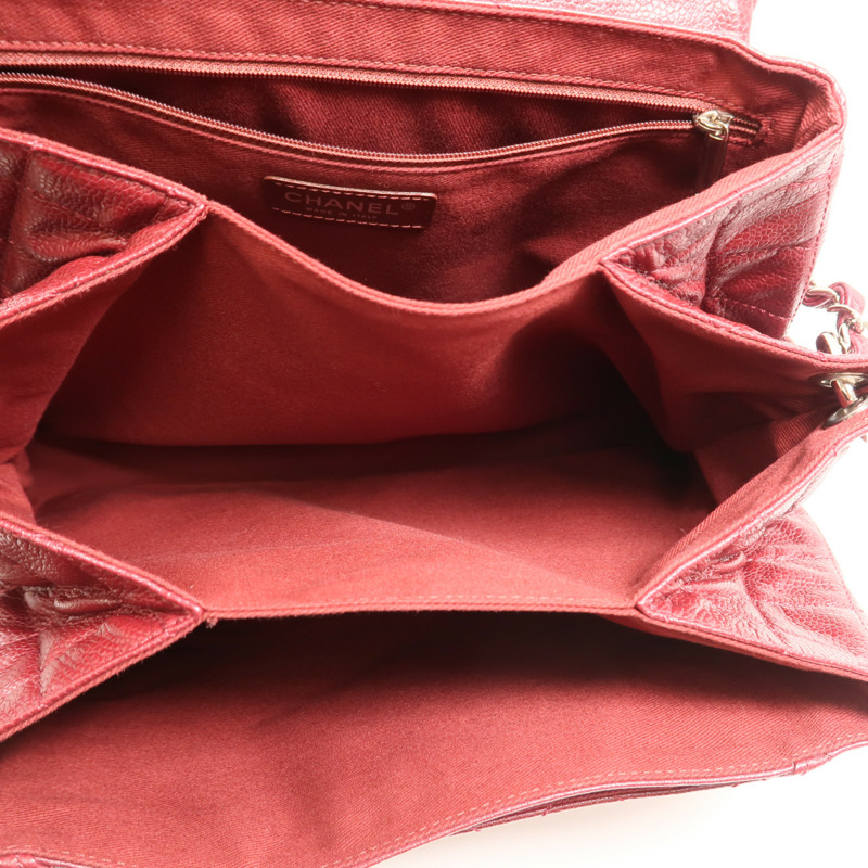 CHANEL 牛皮皮革Chain Shoulder銀扣鏈帶肩背袋-4