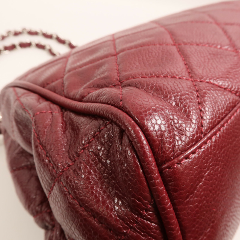 CHANEL 牛皮皮革Chain Shoulder銀扣鏈帶肩背袋-13