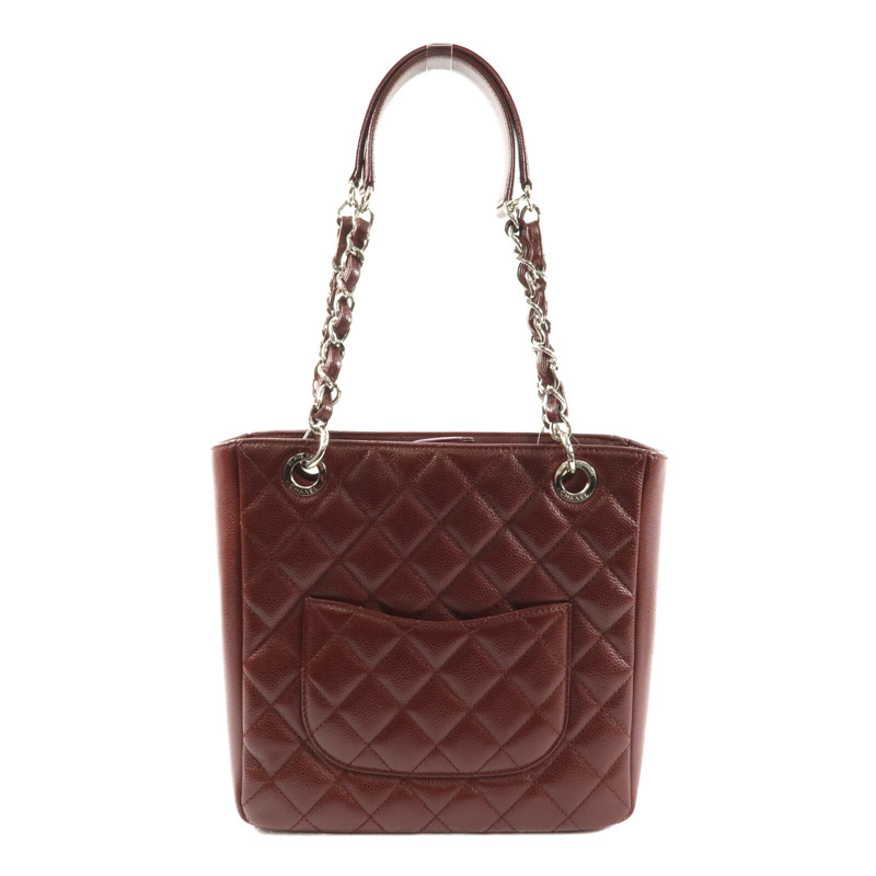 CHANEL 牛皮皮革PST Petite Shopping Tote Bag銀扣肩背袋-1