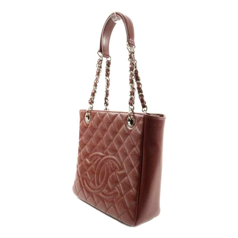 CHANEL 牛皮皮革PST Petite Shopping Tote Bag銀扣肩背袋-2