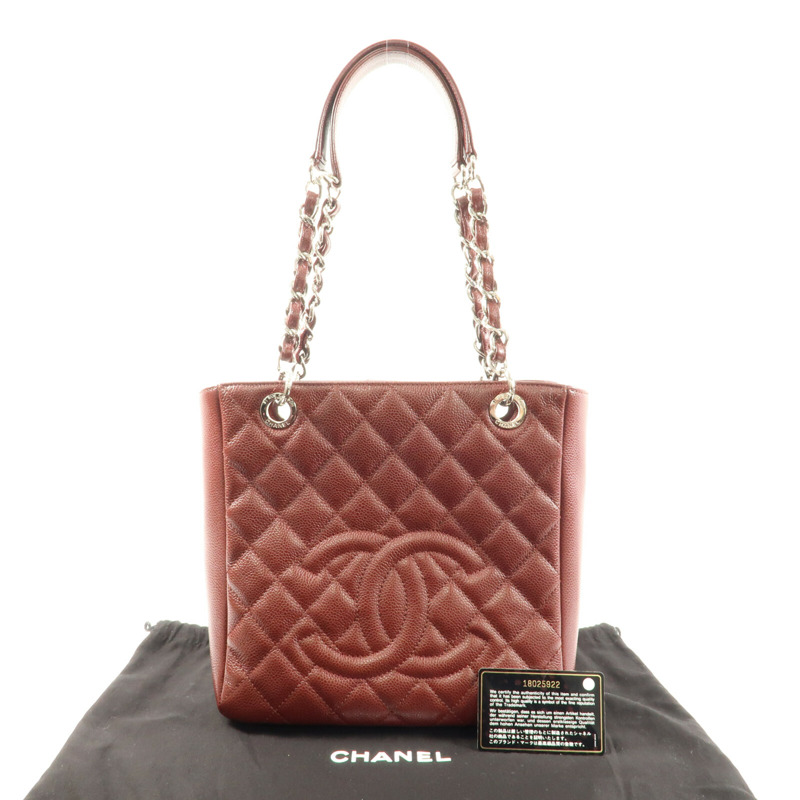 CHANEL 牛皮皮革PST Petite Shopping Tote Bag銀扣肩背袋-17