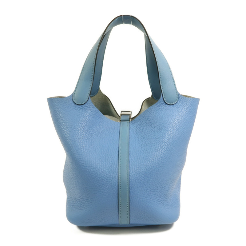 HERMES 【Hermes Fair】Clemence皮革Picotin MM銀扣手挽袋Bleu Paradis/Bleu Jean-1