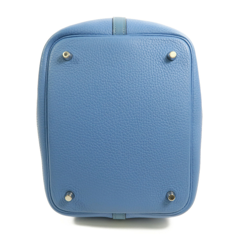 HERMES 【Hermes Fair】Clemence皮革Picotin MM銀扣手挽袋Bleu Paradis/Bleu Jean-3