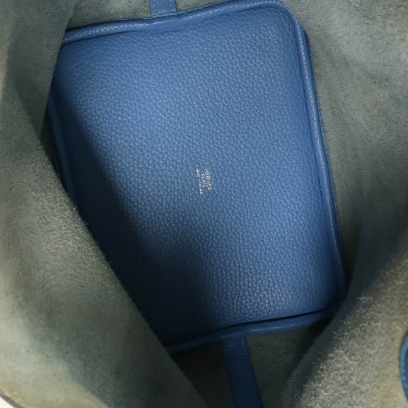 HERMES 【Hermes Fair】Clemence皮革Picotin MM銀扣手挽袋Bleu Paradis/Bleu Jean-4